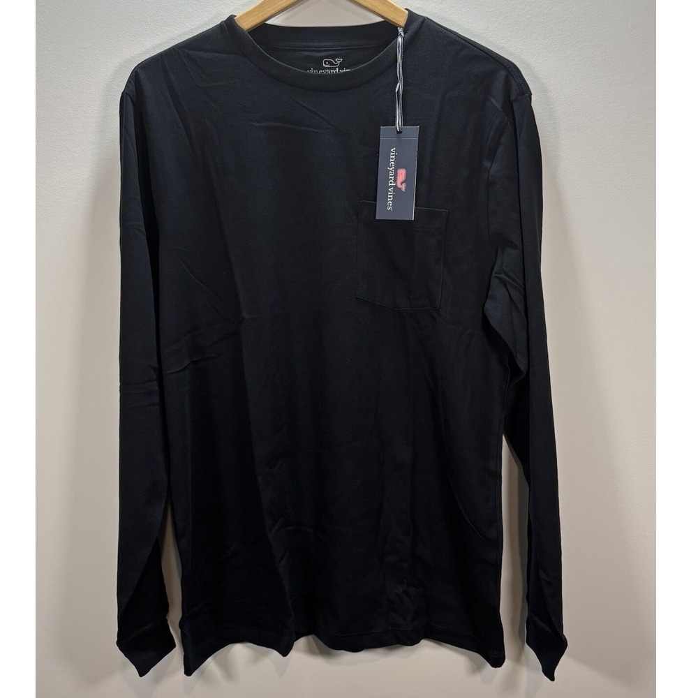 NWT Sz‎ M Vineyard Vines Blank LS Pocket Tee Black Heather Style 6V0019-001 Pair